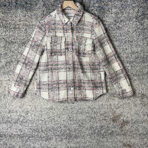 BB Dakota Shacket Womens Medium Plaid Wool Blend Button Down Jacket Shirt